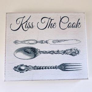 Kiss The Cook Antique Silverware Shelf Sign